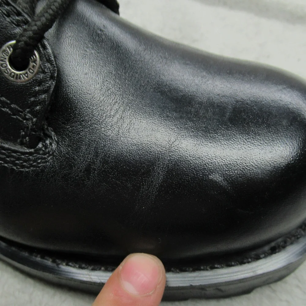Harley Davidson Men 7.5 Moto Boots Black Leather Buckle Side Zip Lug Sole Travel